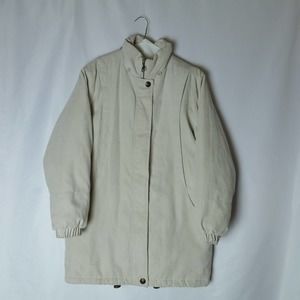 St Johns Bay Jacket Women's S Beige Full Zip Heavy Down Coat